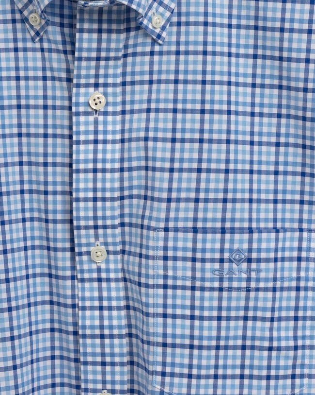 Regular Fit Short Sleeve 3-Color Gingham Broadcloth Shirt