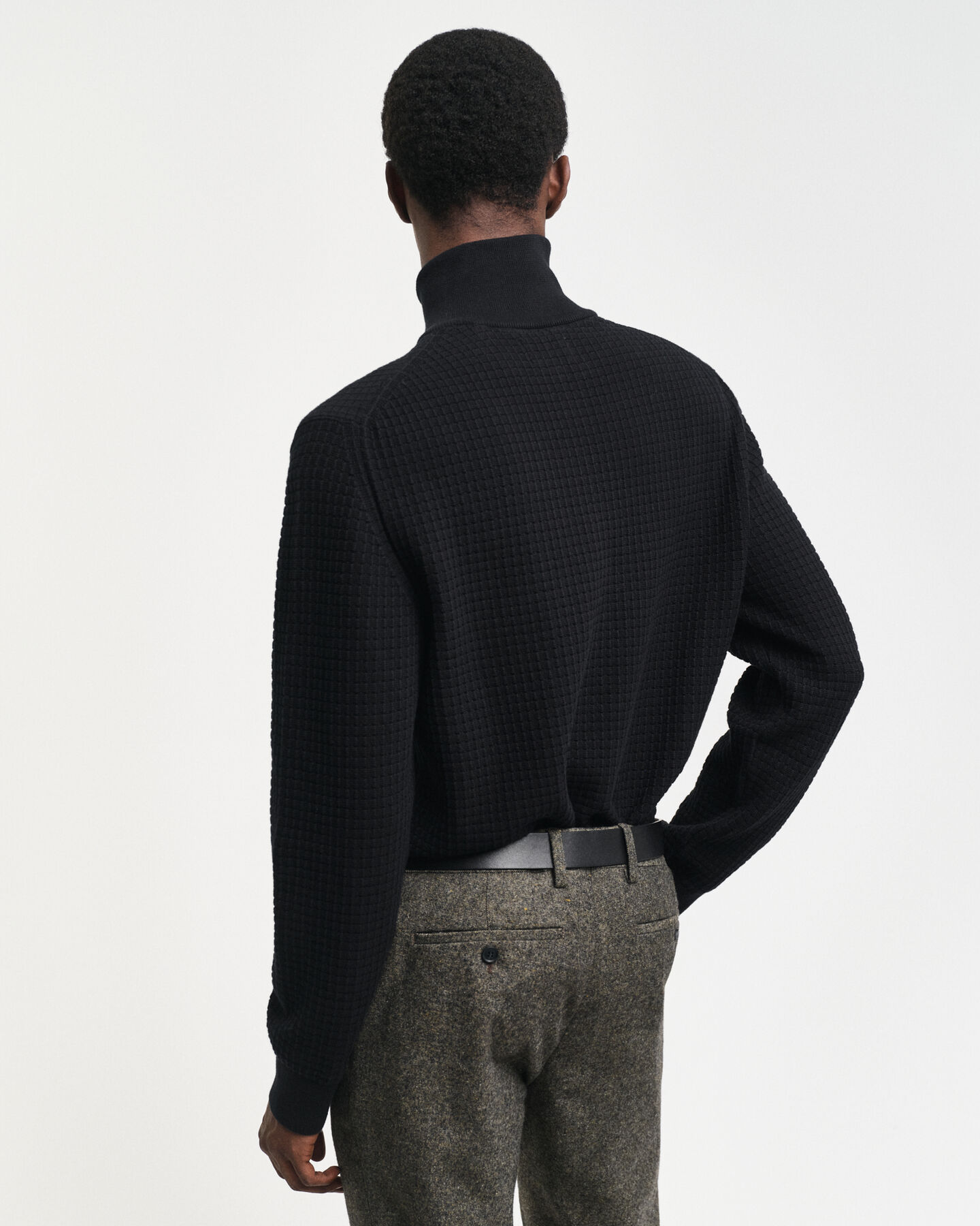 Textured Cotton Half-Zip Sweater