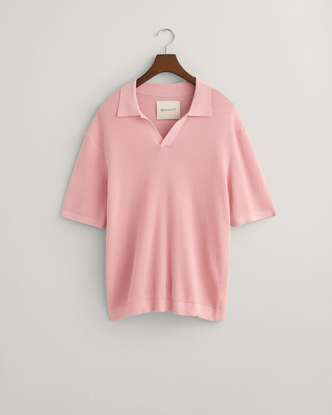 Open Knit Polo Sweater
