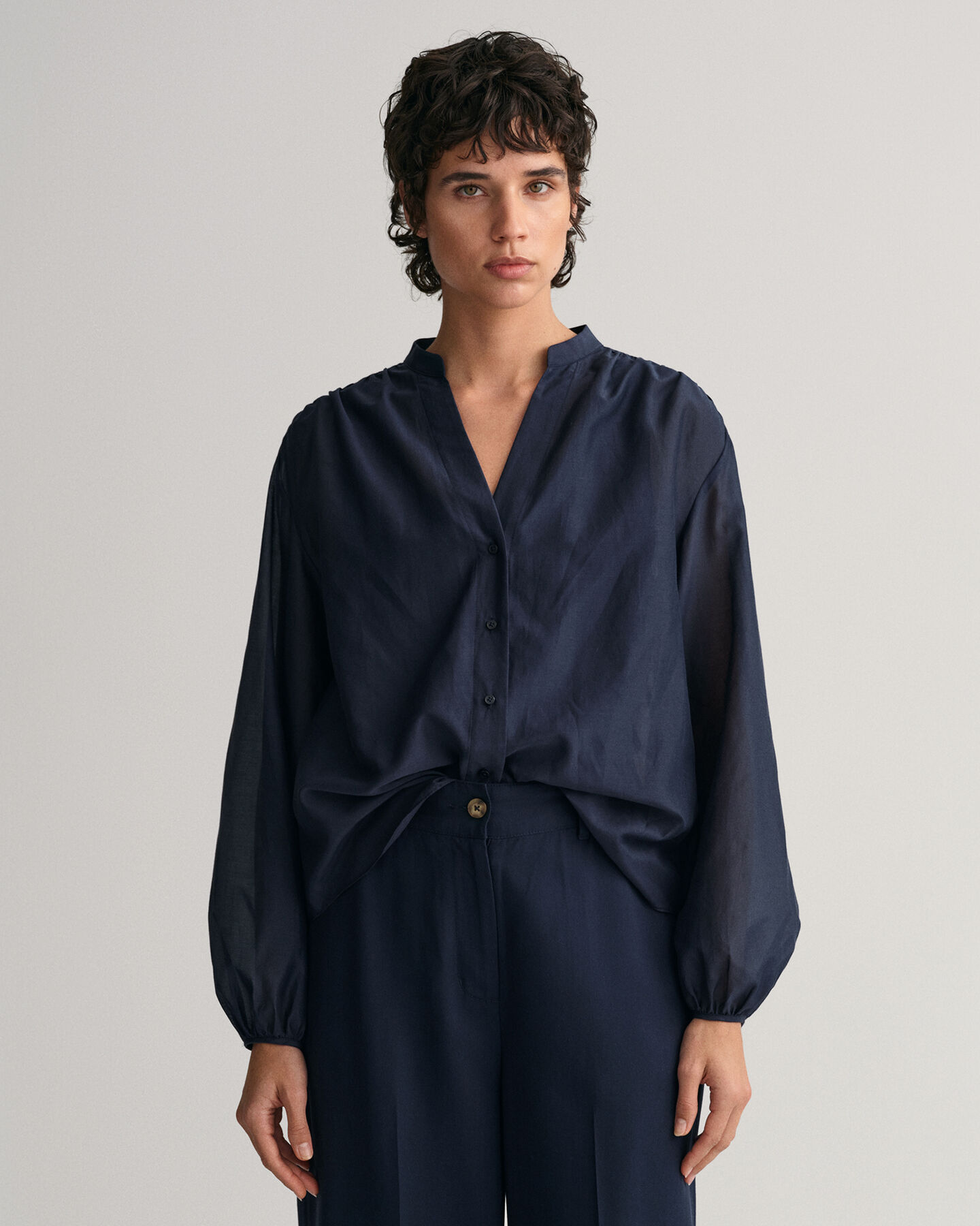 Relaxed Fit Cotton Silk Blouse