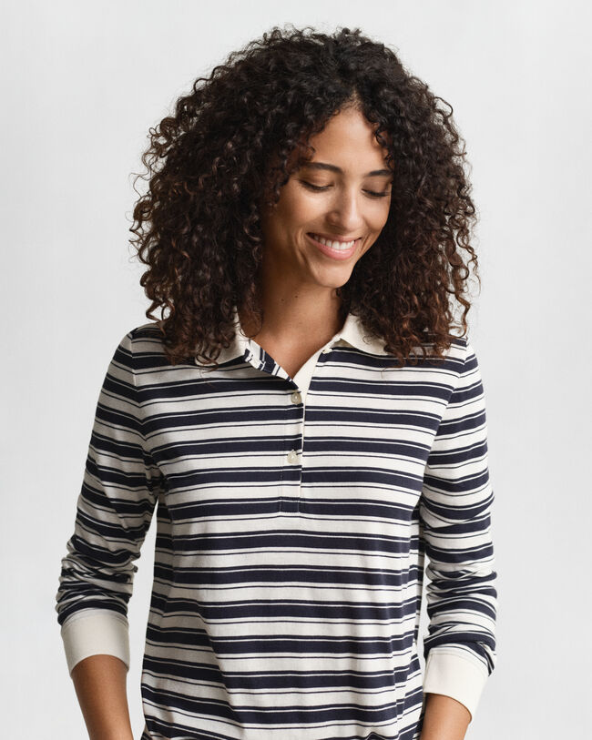 Striped Long Sleeve Polo Shirt
