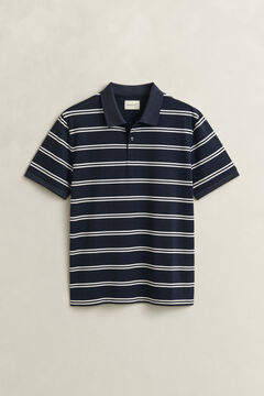 Striped Pima Cotton Polo Shirt — EVENING BLUE 1
