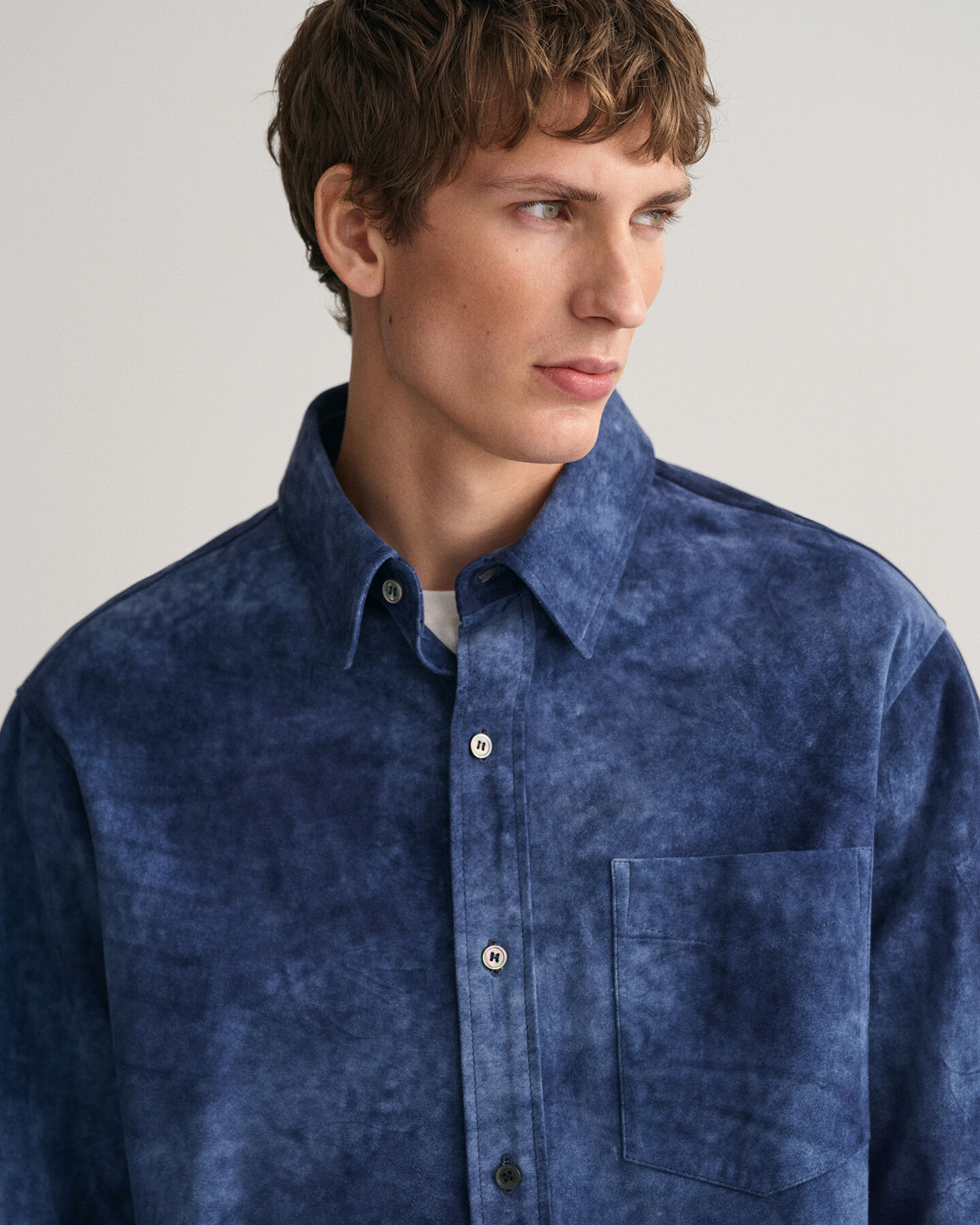 Oversized Indigo Suede Shirt