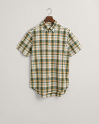 Regular Fit Checked Cotton Linen Short Sleeve Shirt