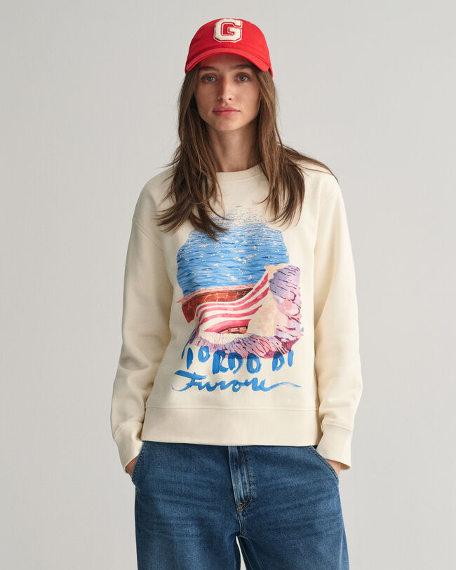 Scenery Print Crew Neck Sweatshirt