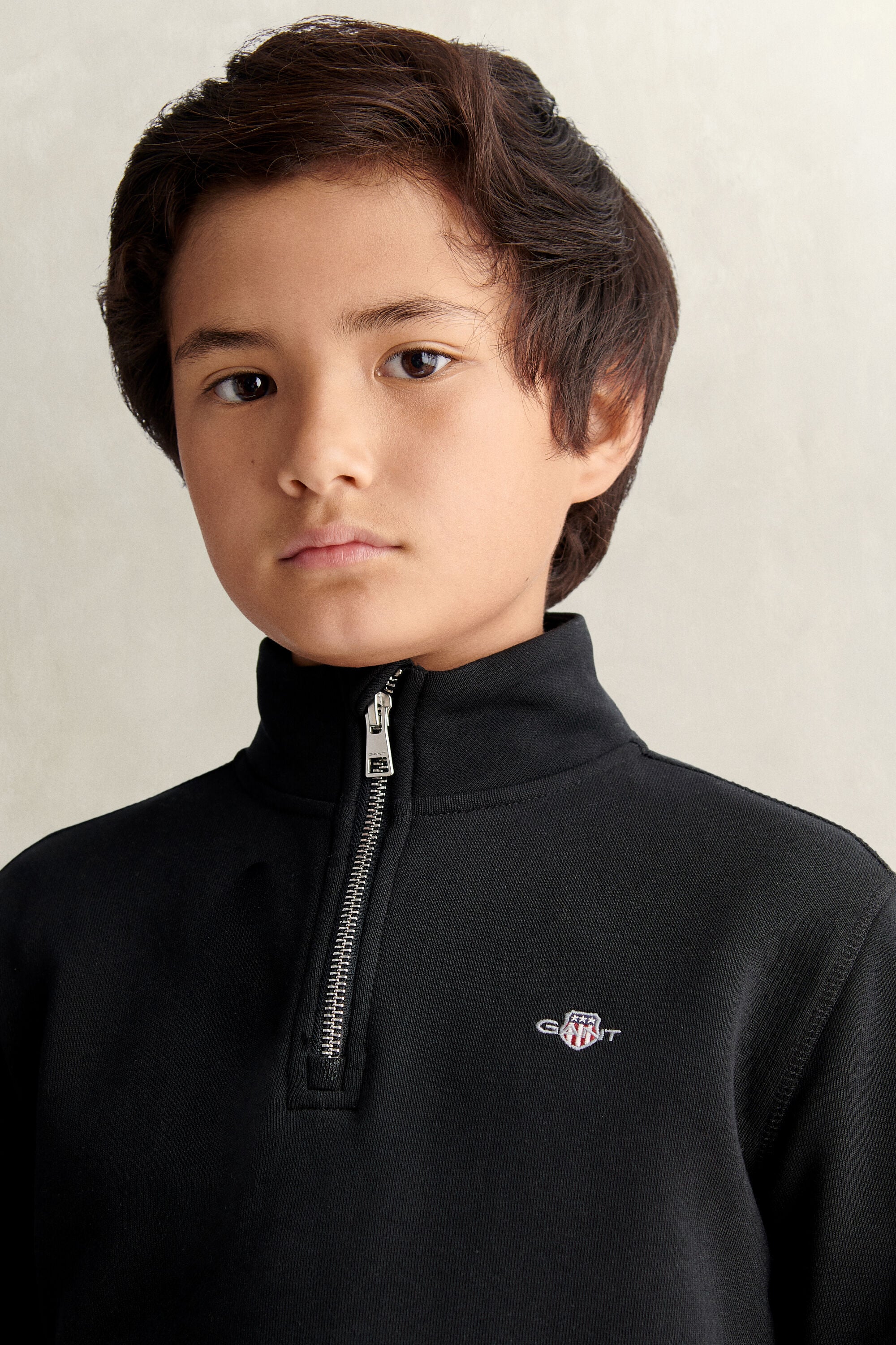 Teen Boys Shield Half-Zip Sweatshirt — BLACK
