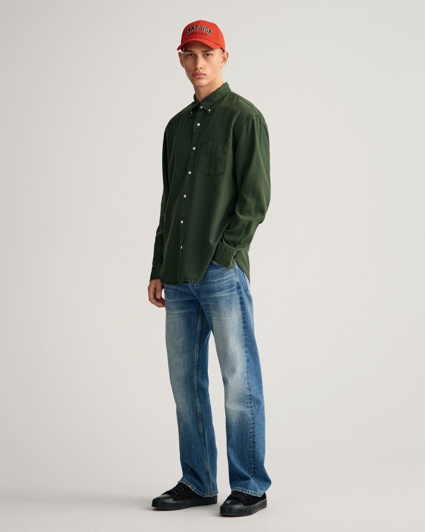 Relaxed Fit Garment-Dyed Lyocell Shirt