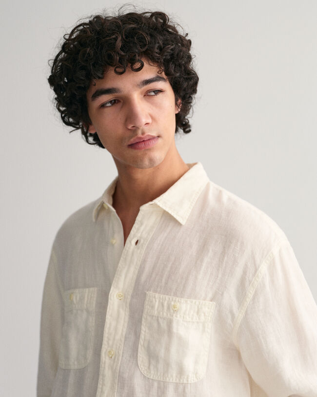 Relaxed Fit Garment-Dyed Linen Shirt