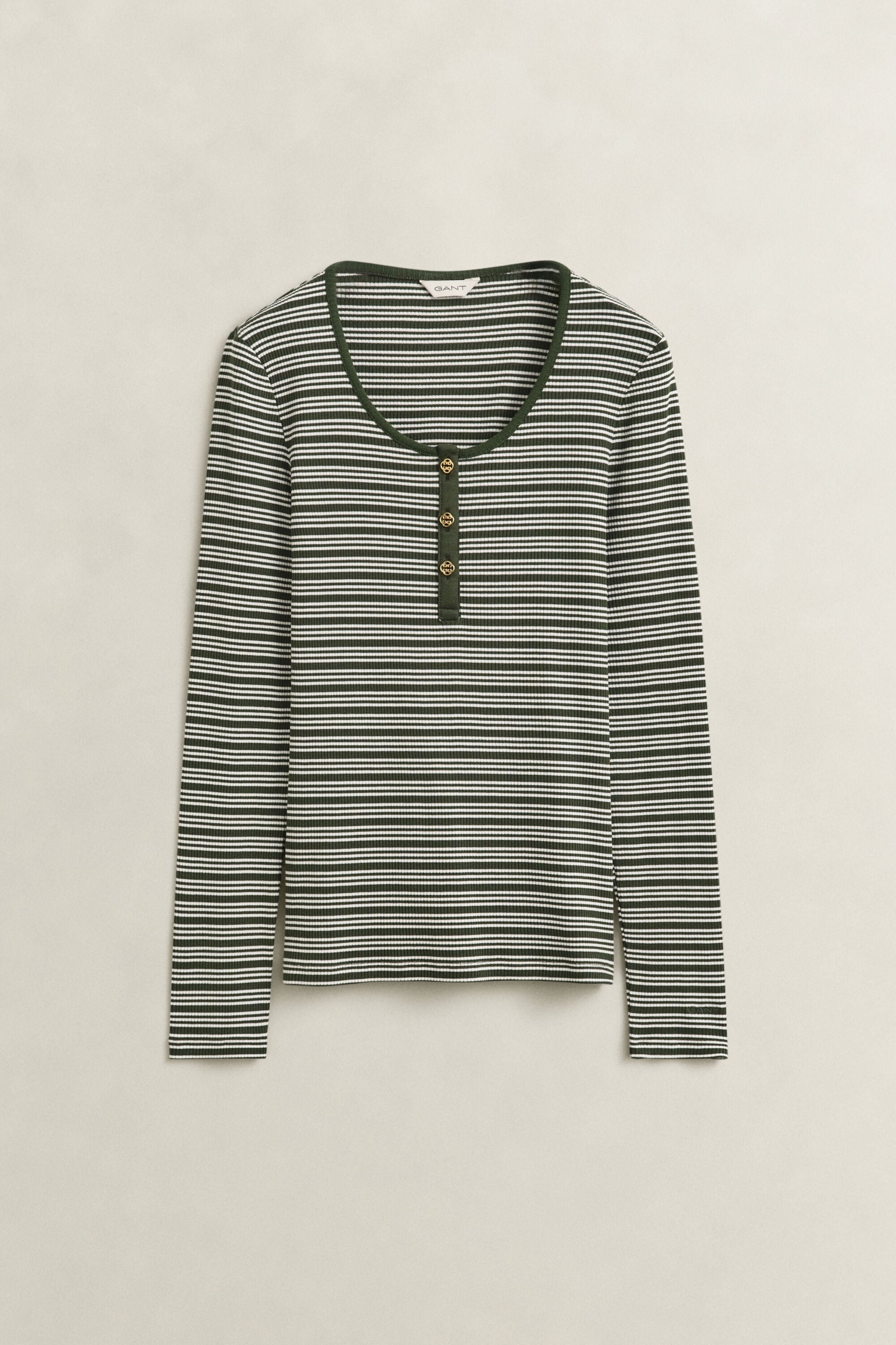 Ribbed Long Sleeve Henley Top