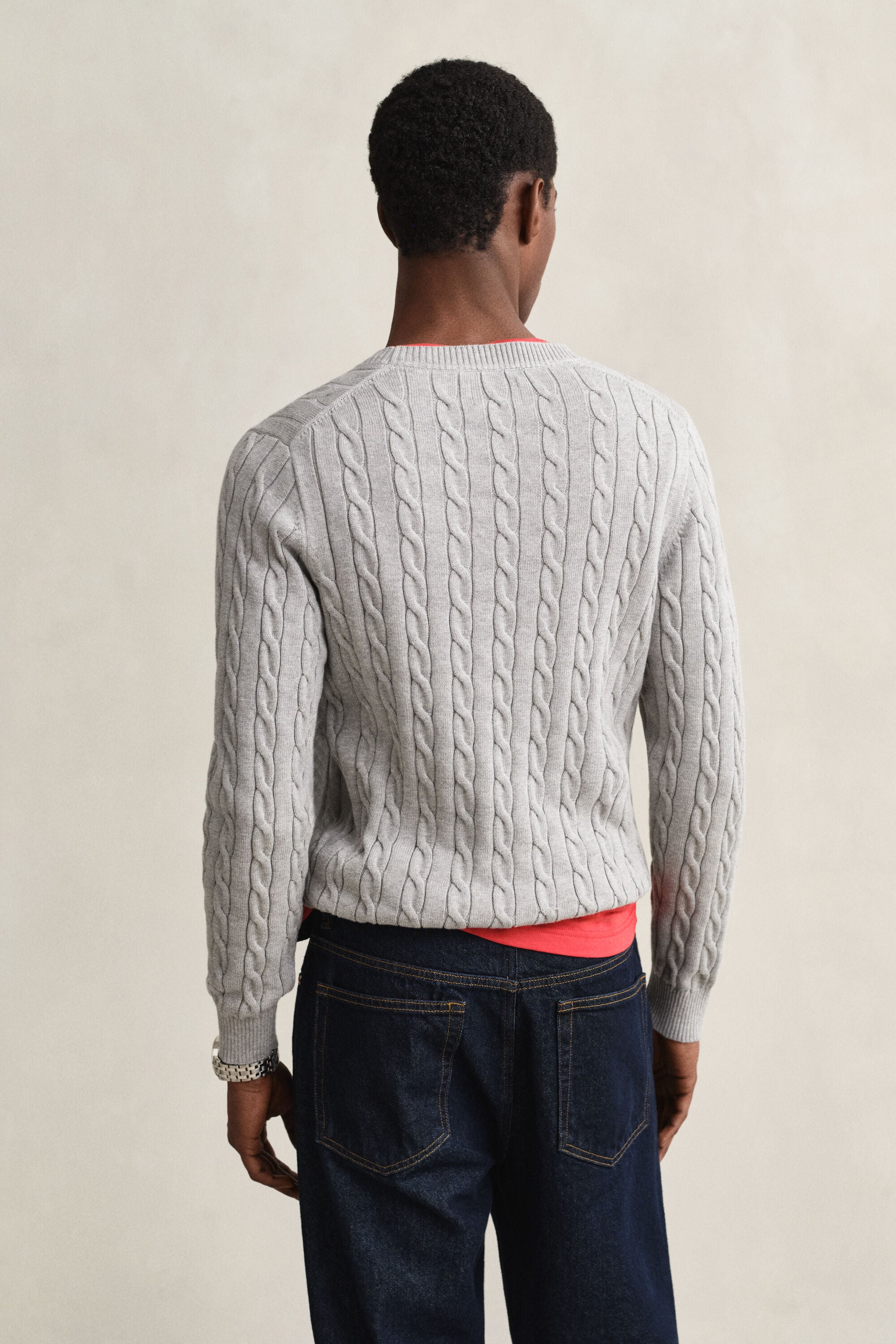 Cotton Cable Knit Crew Neck Sweater