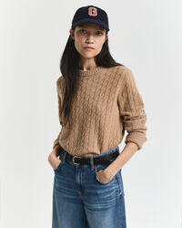 Cashmere Cable Knit Crew Neck Sweater