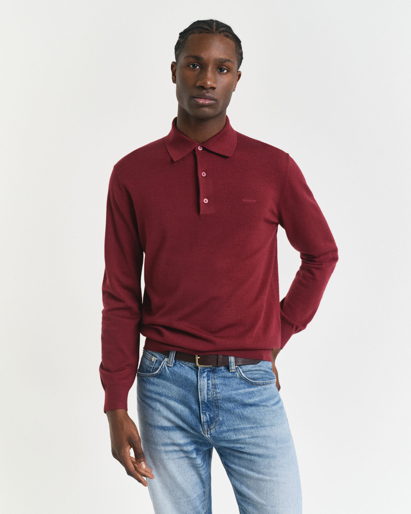 Extra Fine Merino Wool Polo Sweater