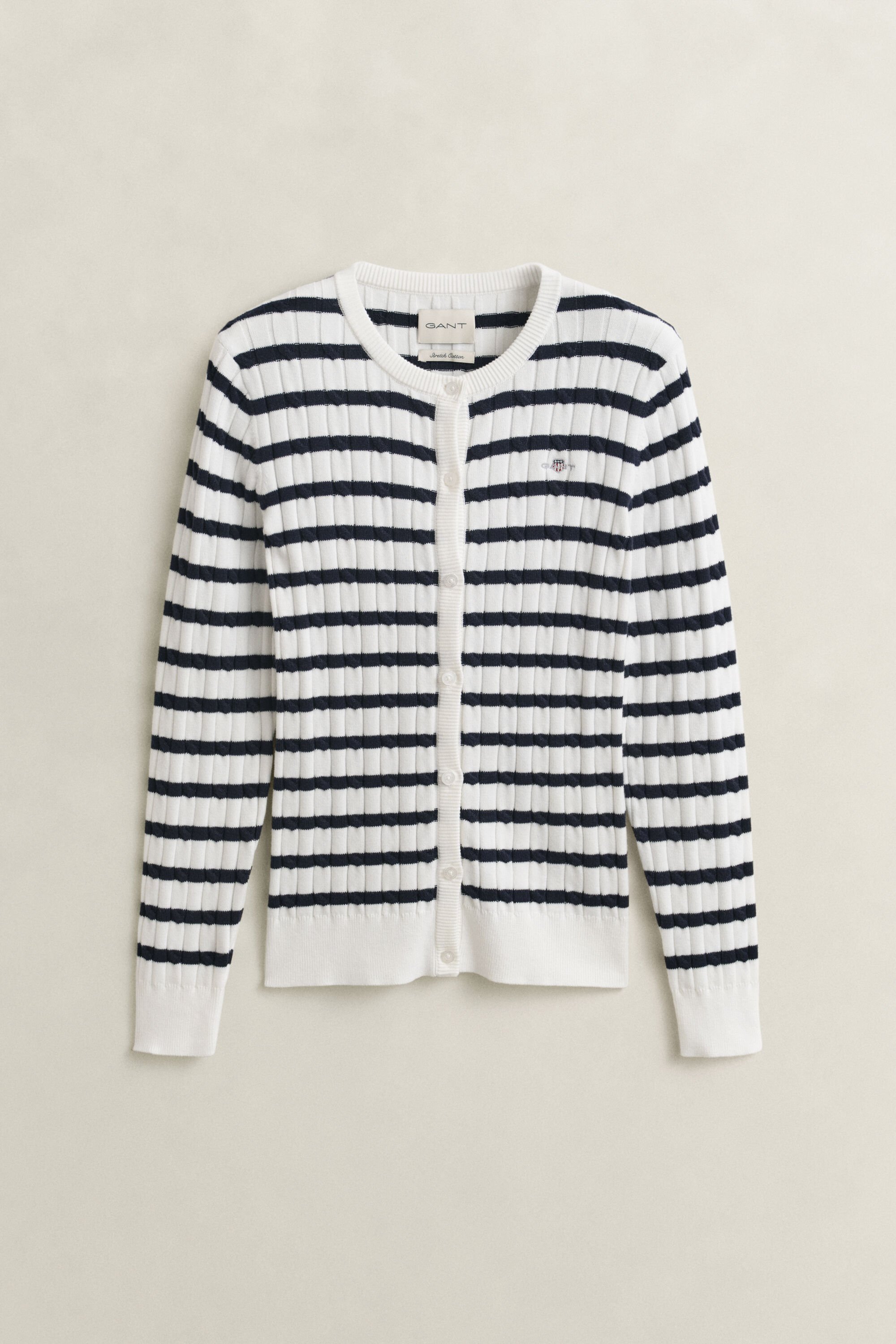 Striped Cable Knit Cardigan
