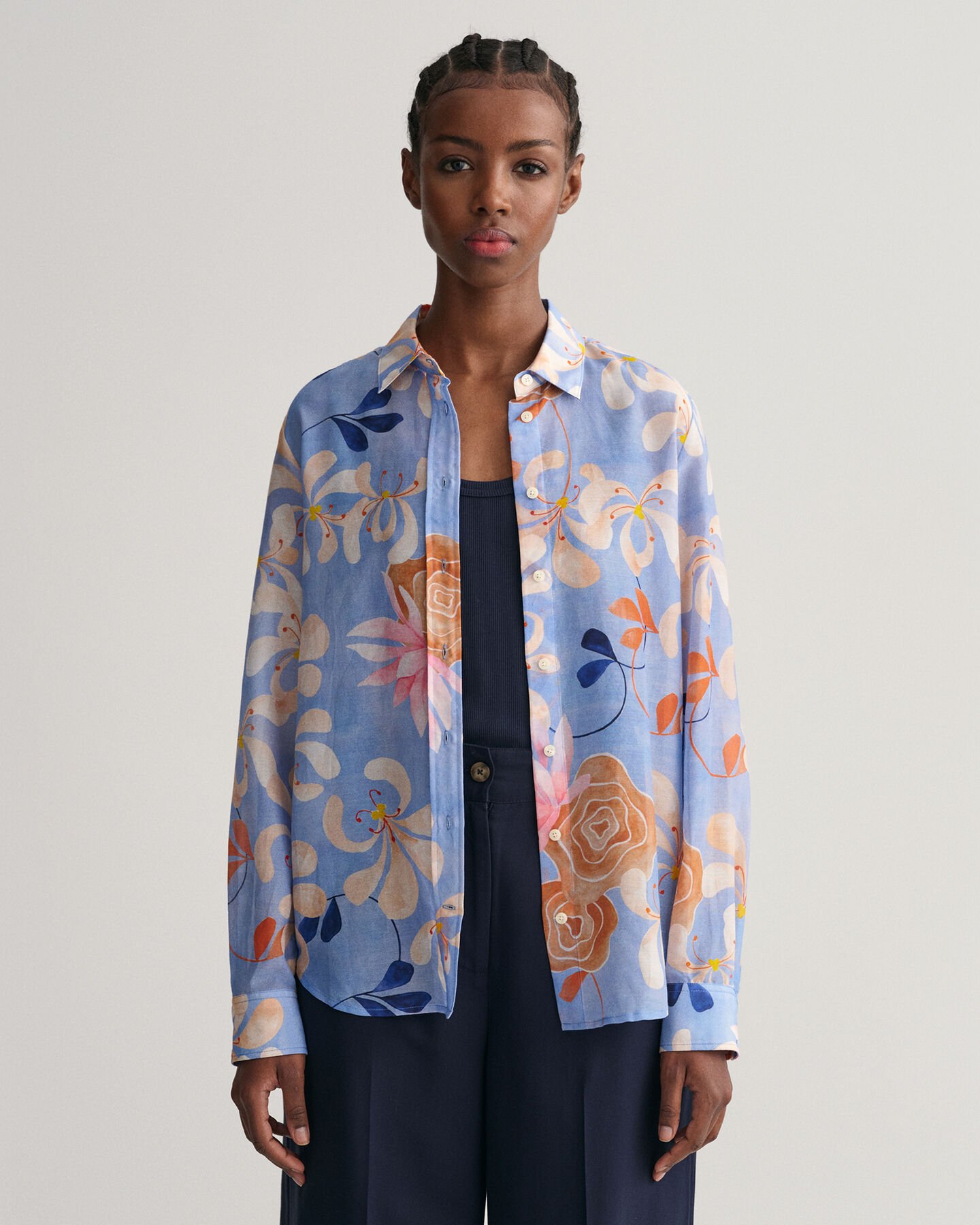 Regular Fit Floral Print Cotton Silk Shirt