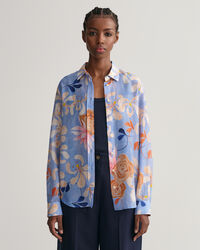 Regular Fit Floral Print Cotton Silk Shirt