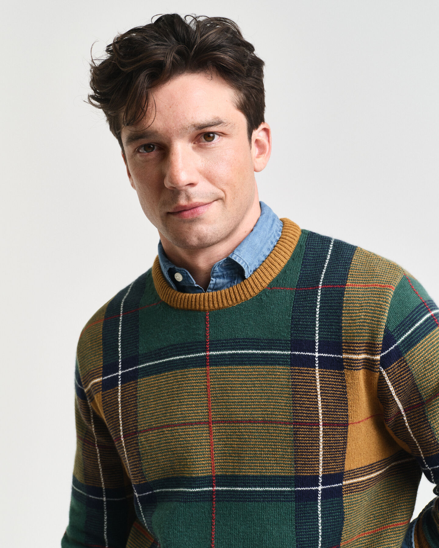 Checked Crew Neck Sweater