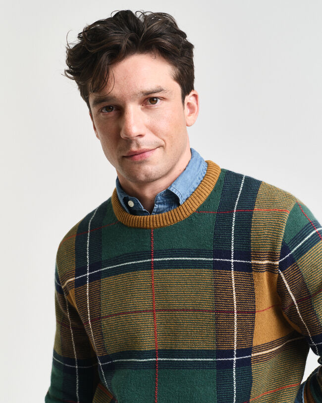 Checked Crew Neck Sweater