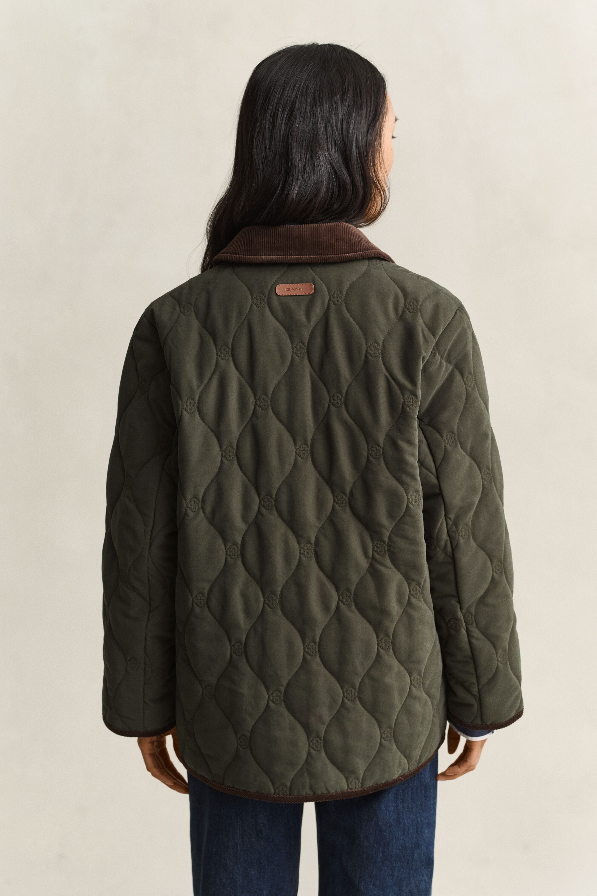 Monogram Quilted Jacket — DARK MOSS GREEN