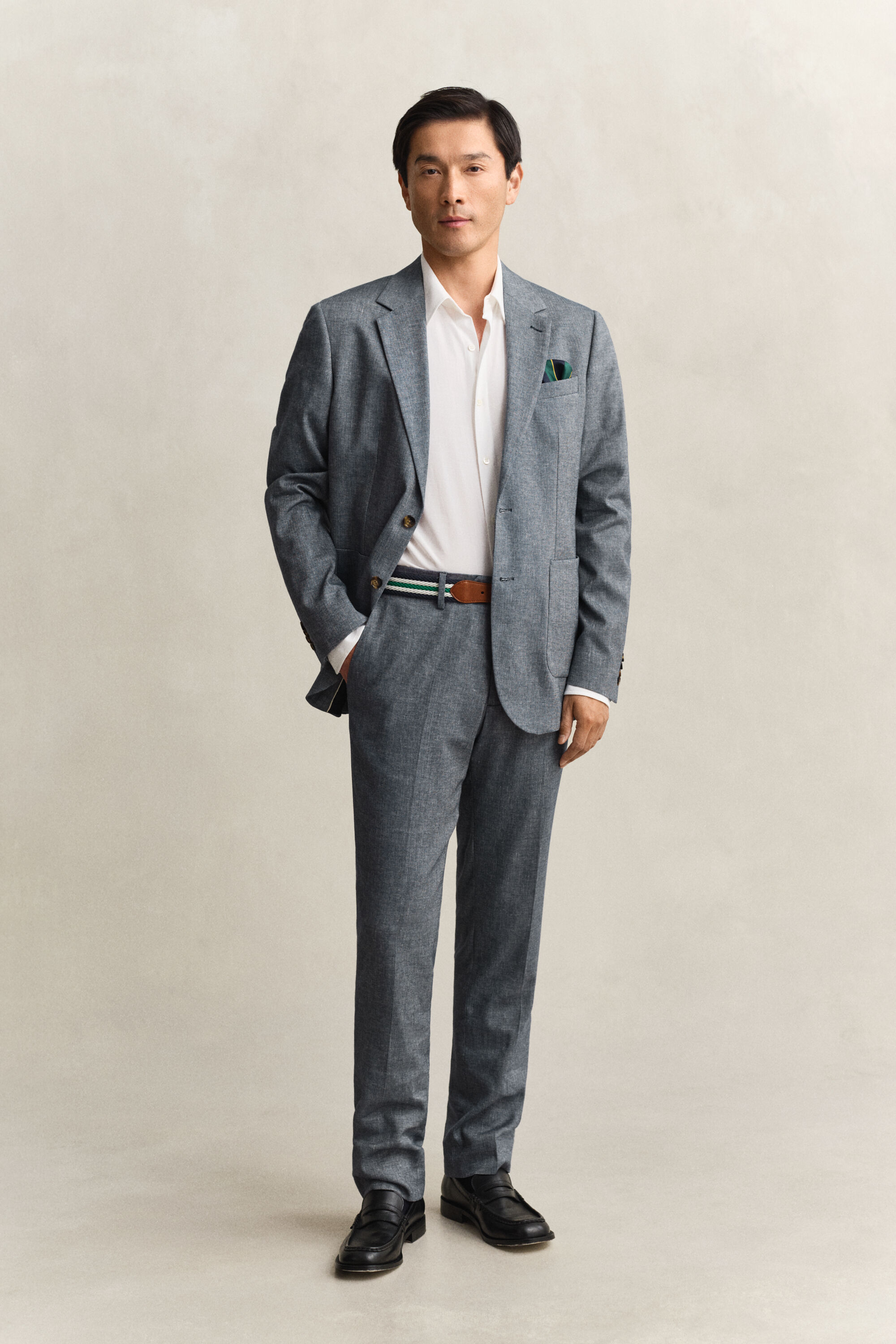 Indigo Herringbone Suit Pants