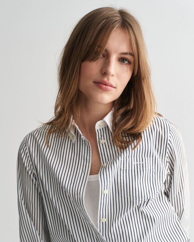 Regular Fit Contrast Collar Striped Shirt