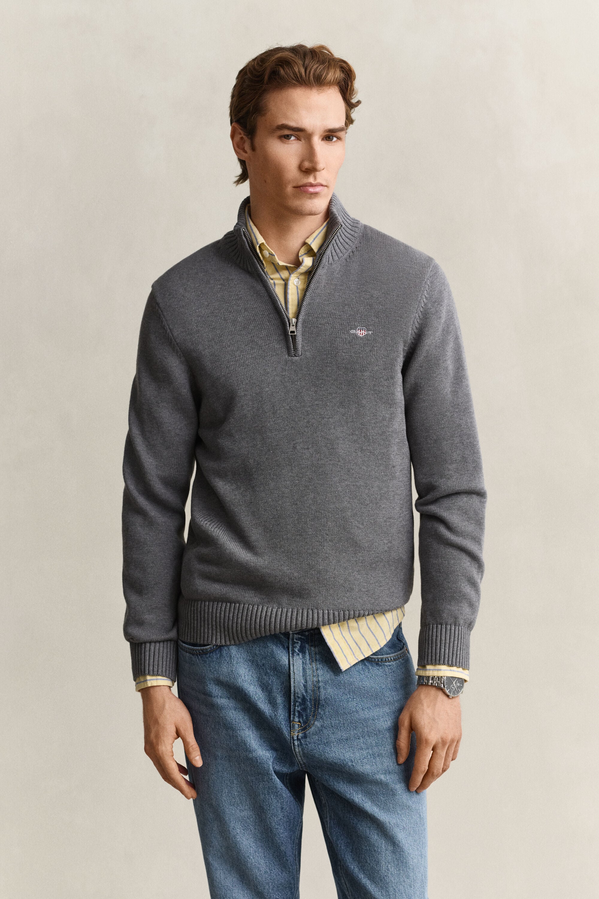 Casual Cotton Half-Zip Sweater