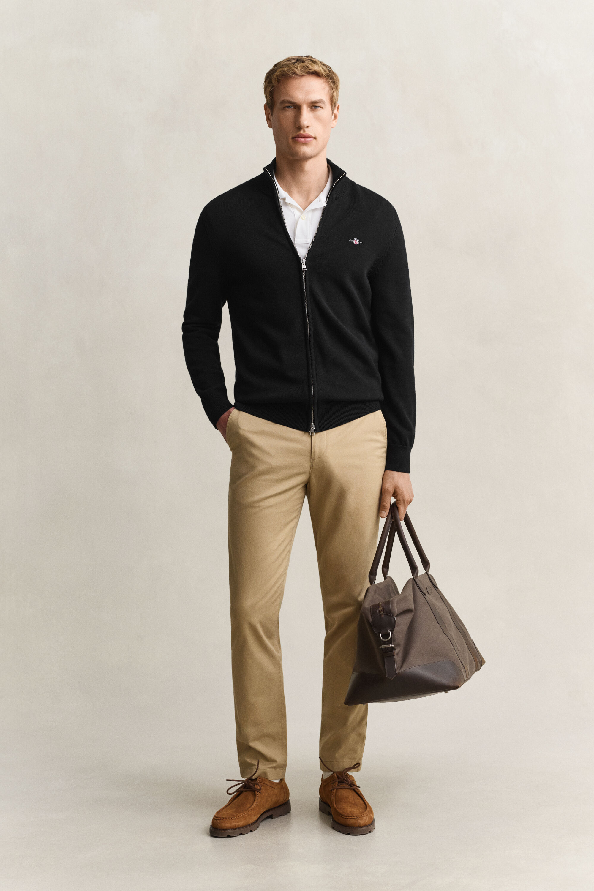 Casual Cotton Zip Cardigan