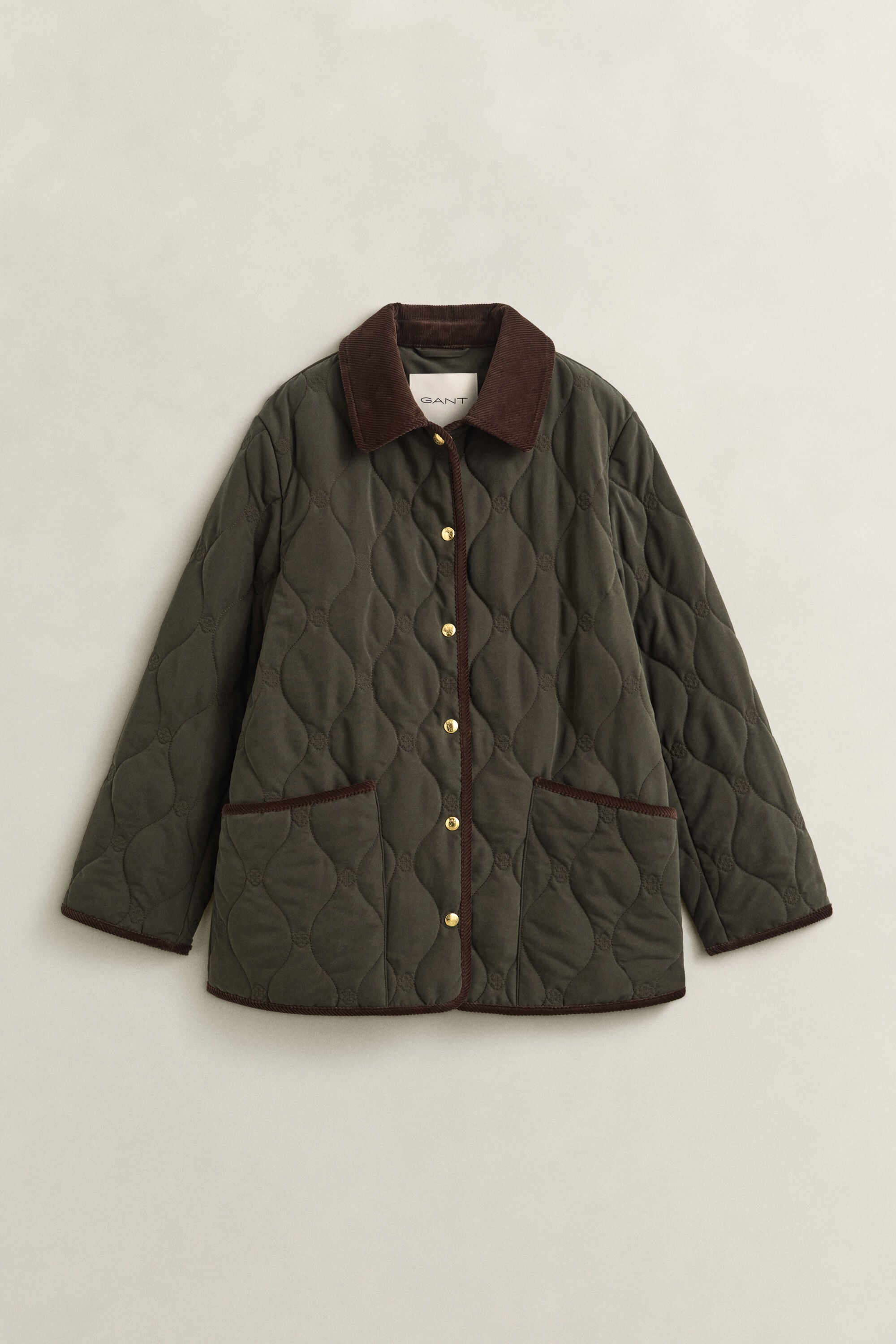 Monogram Quilted Jacket — DARK MOSS GREEN