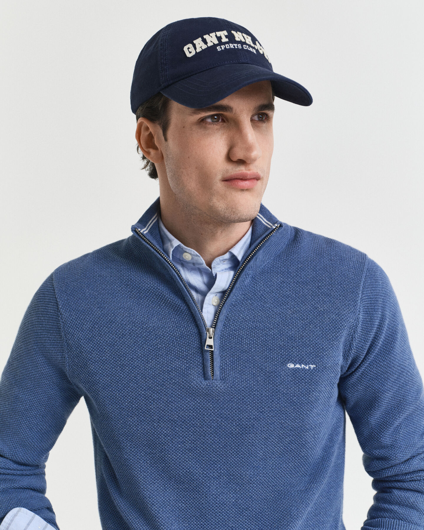 Cotton Piqué Half-Zip Sweater