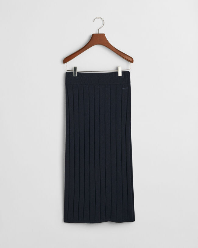 Wide Ribbed Wool Skirt