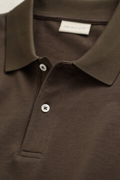 Long Sleeve Pima Cotton Polo Shirt — SHADOW BROWN 2