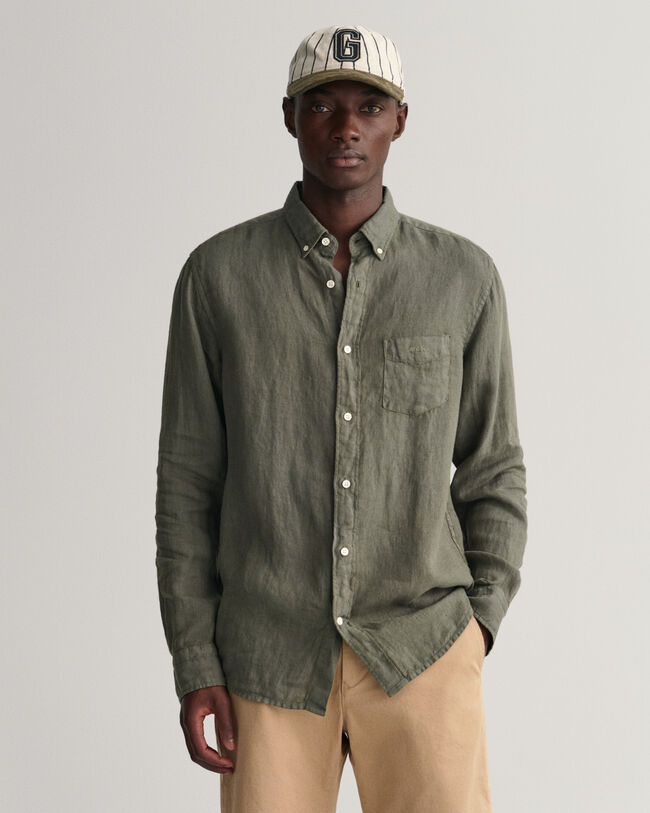 Regular Fit Garment-Dyed Linen Shirt