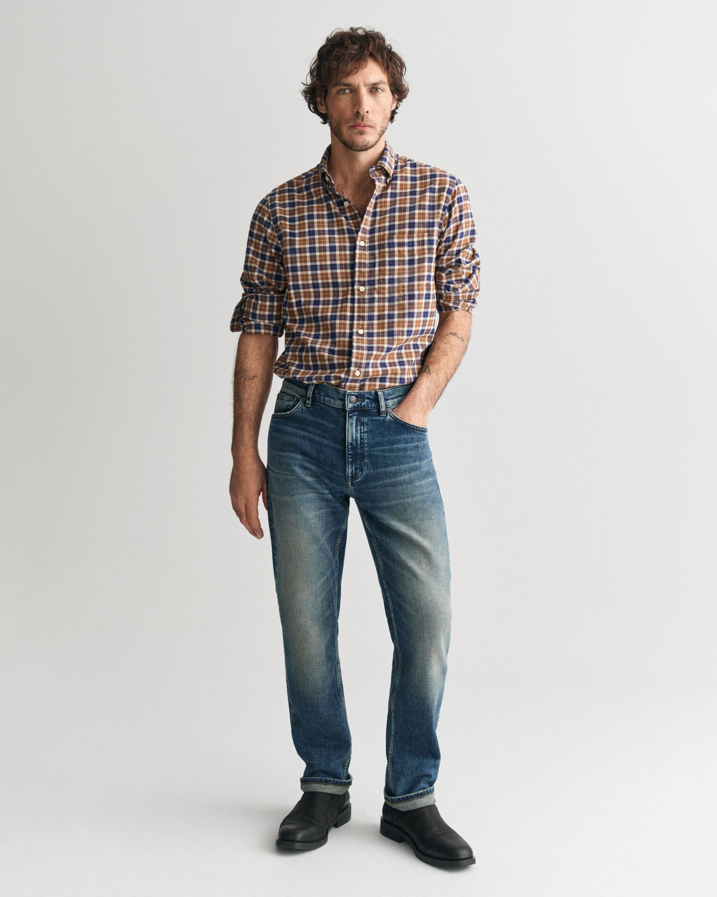 Regular Fit Checked Light Twill Shirt