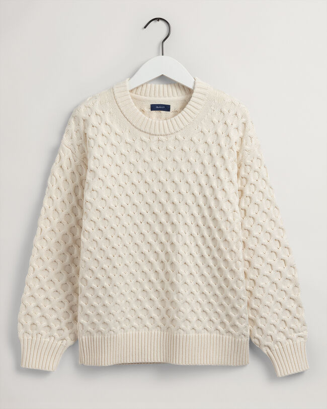 Cable Structure Crew Neck Sweater