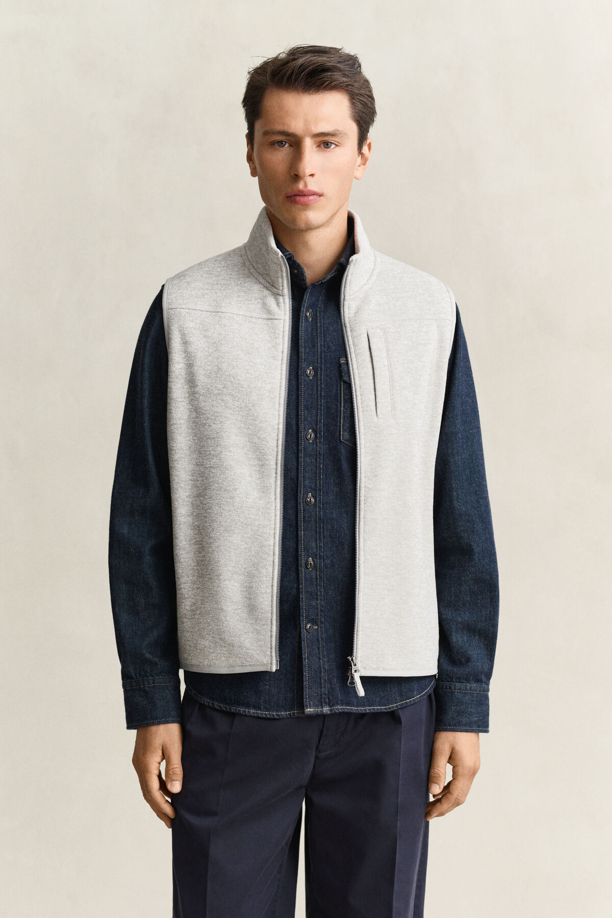 Fleece Vest — WARM GRAY MELANGE