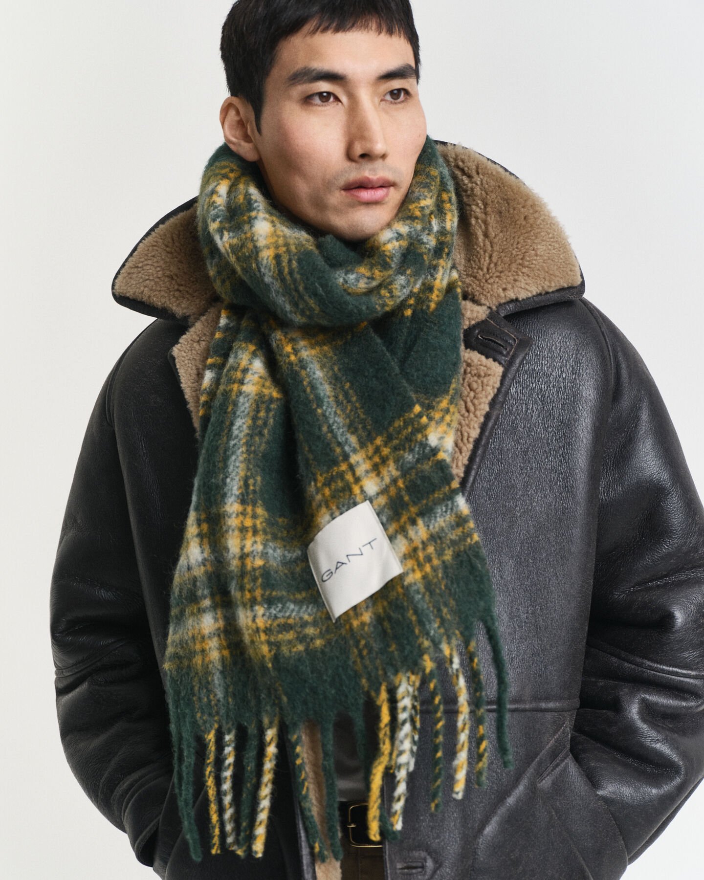 Checked Mohair Alpaca Blend Scarf