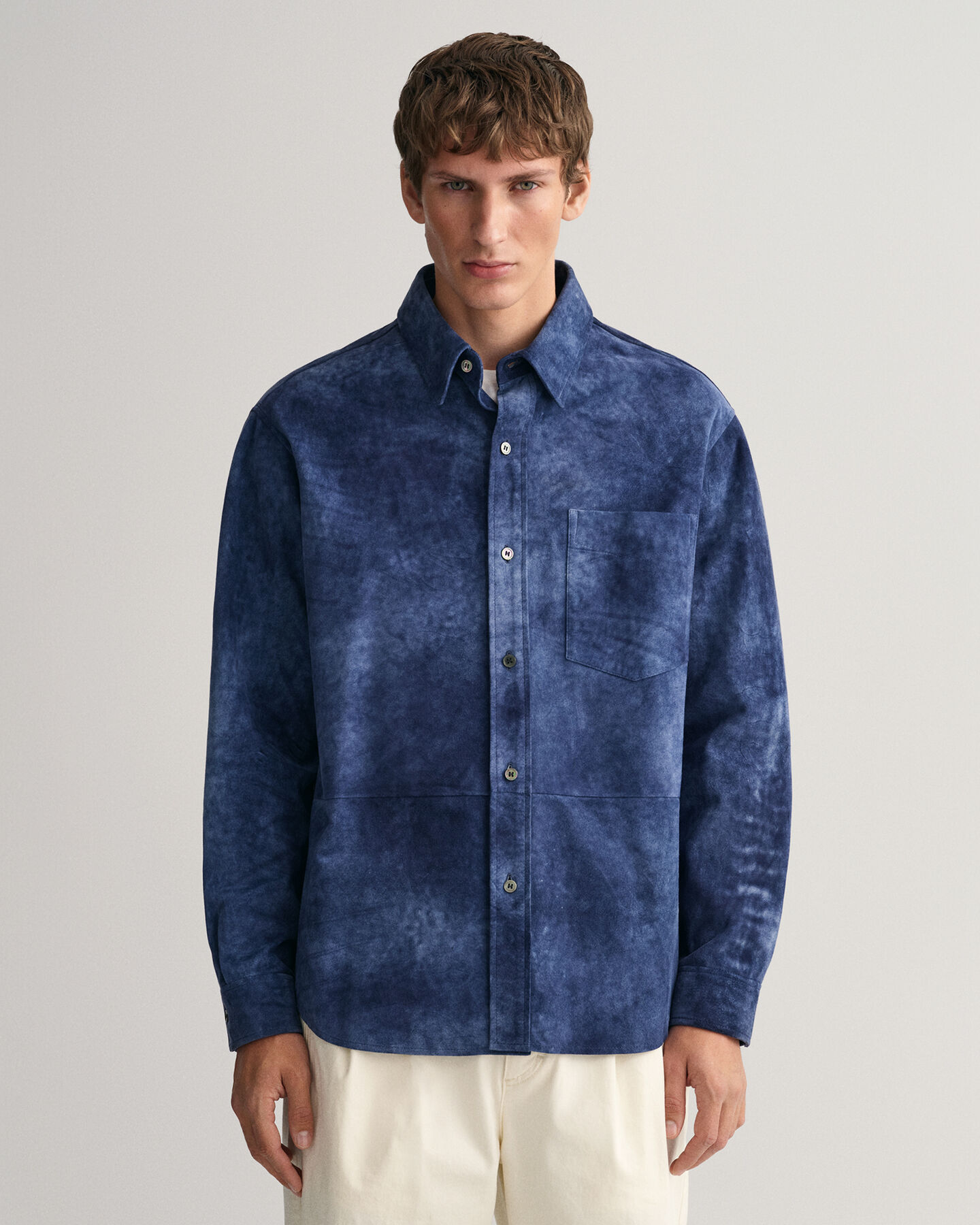 Oversized Indigo Suede Shirt