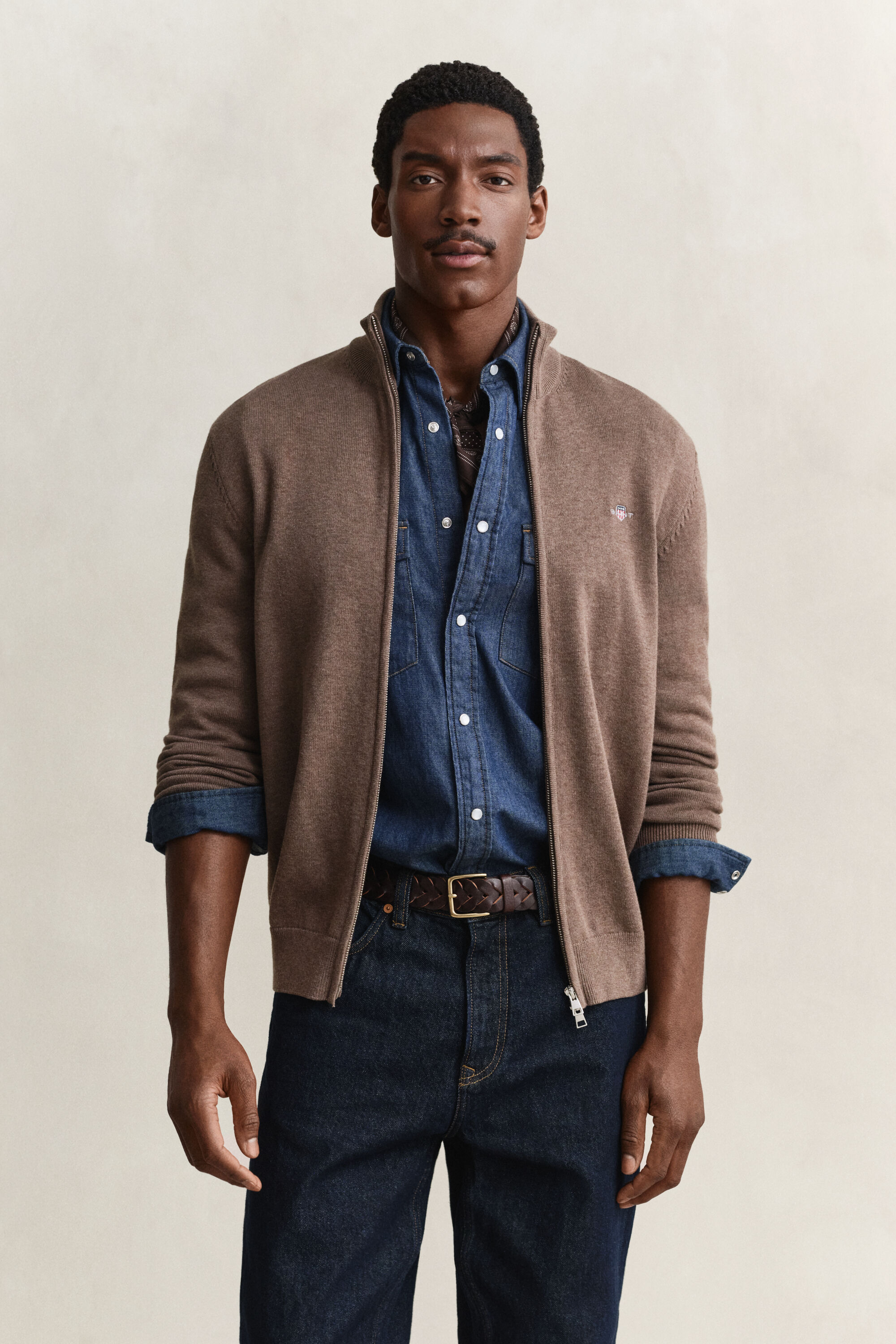 Casual Cotton Zip Cardigan