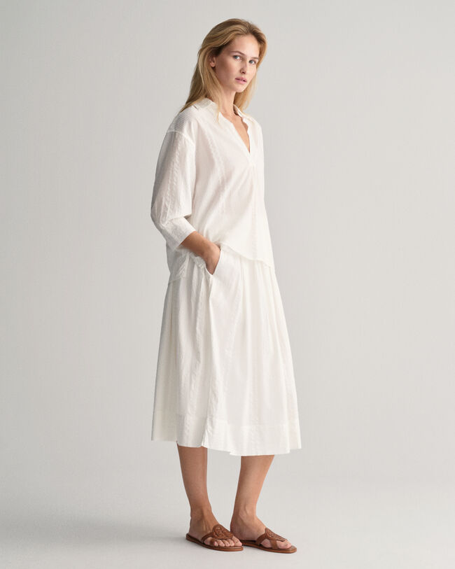 Relaxed Fit Seersucker Striped Popover Shirt