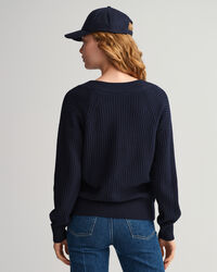 Cotton Ribbed V-Neck Sweater