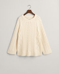 Oversized Cable Knit Crew Neck Sweater