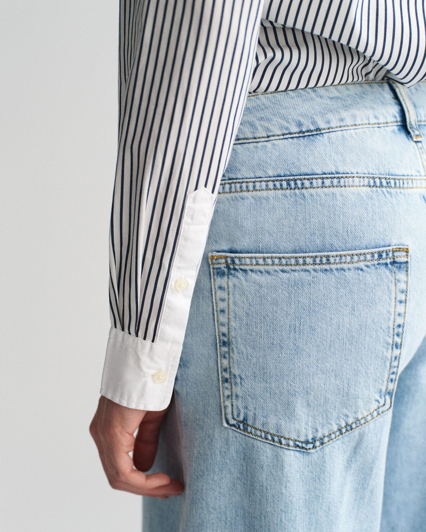 Regular Fit Contrast Collar Striped Shirt