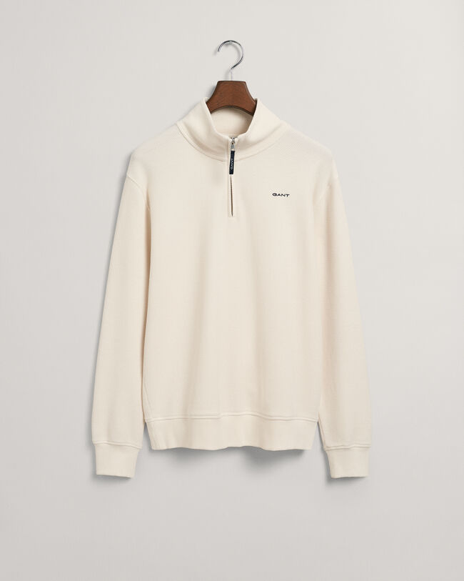 Waffle Texture Half-Zip Sweater