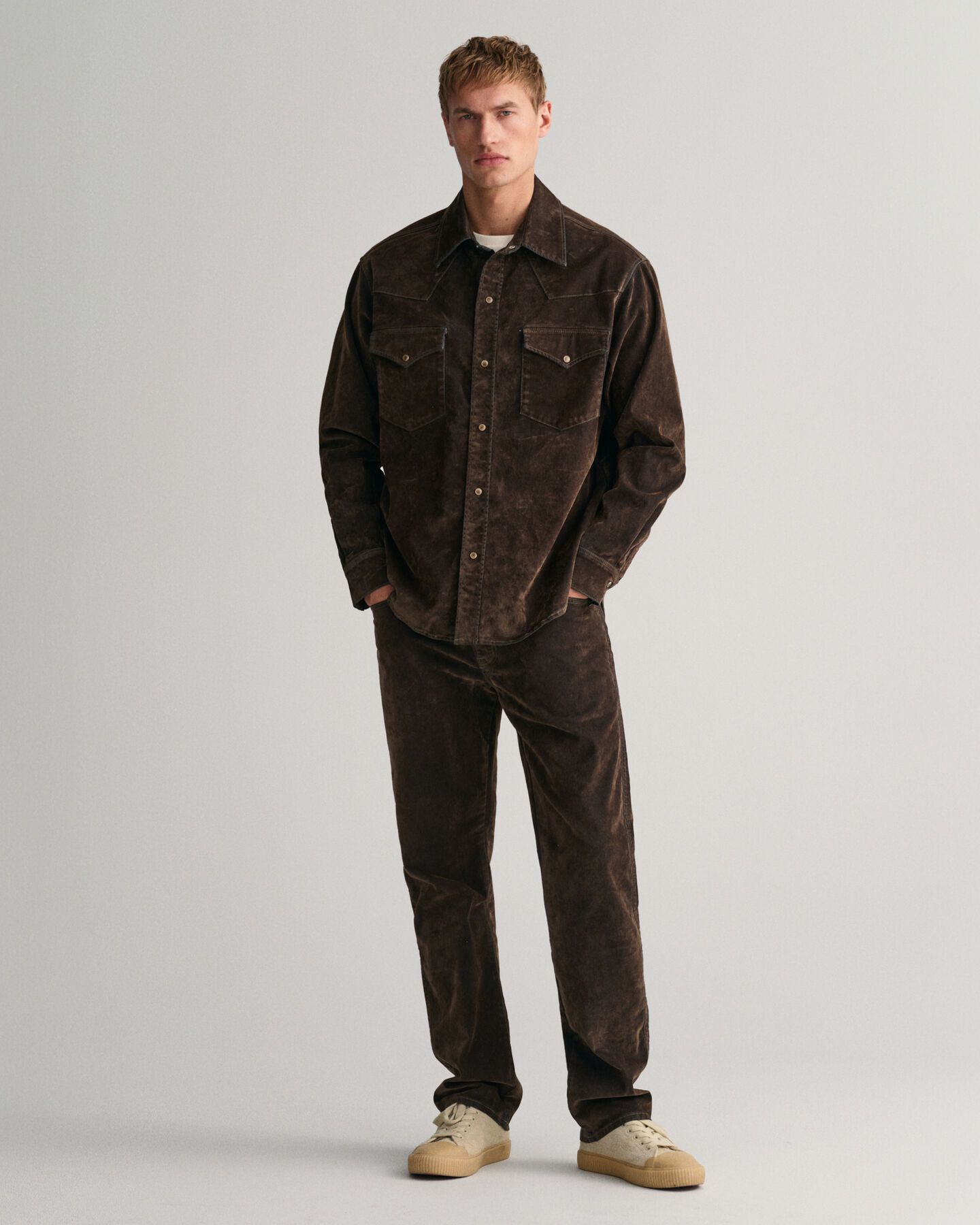 Relaxed Fit Flocked Velvet Jeans