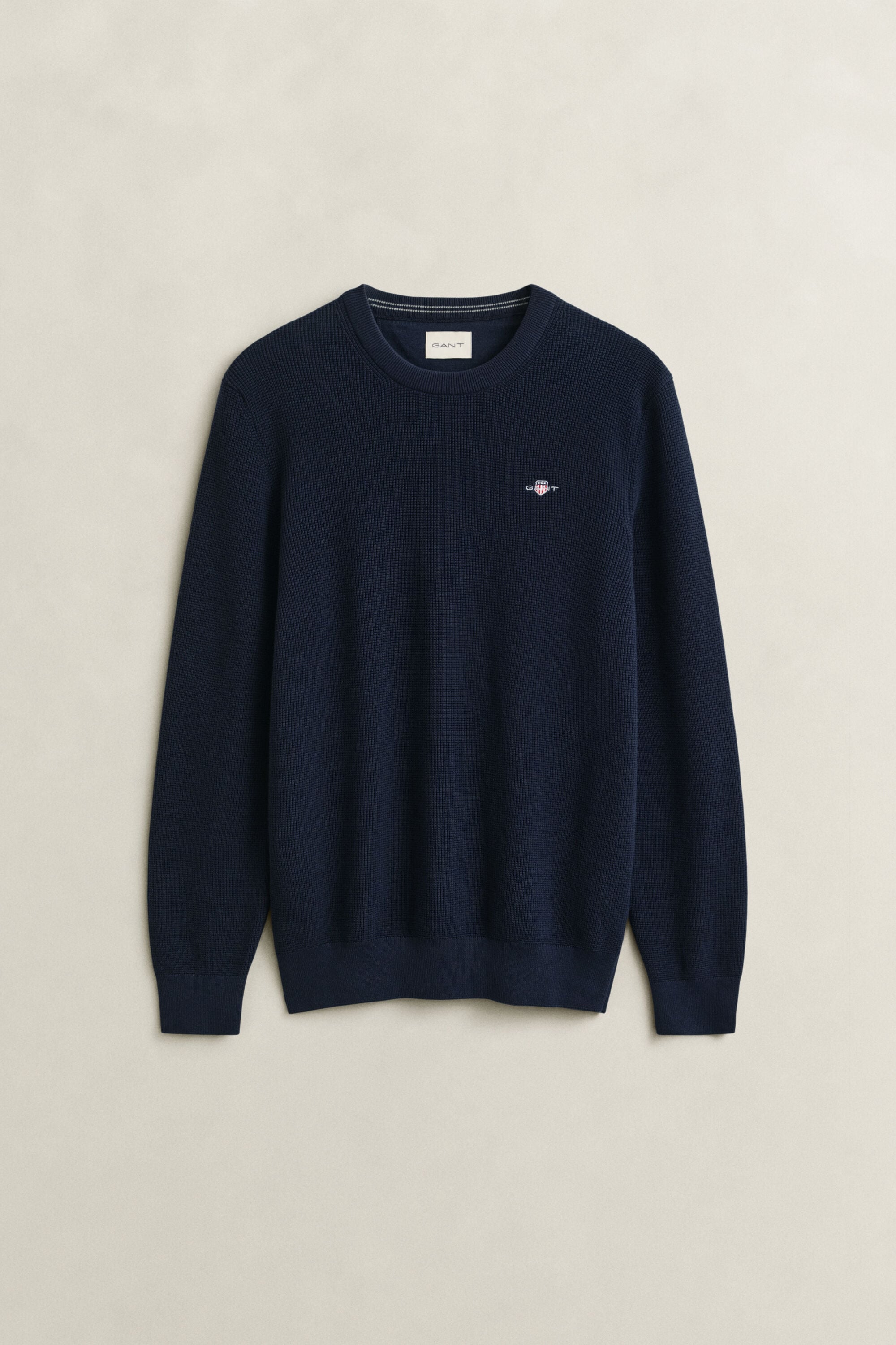 Textured Cotton Crew Neck Sweater