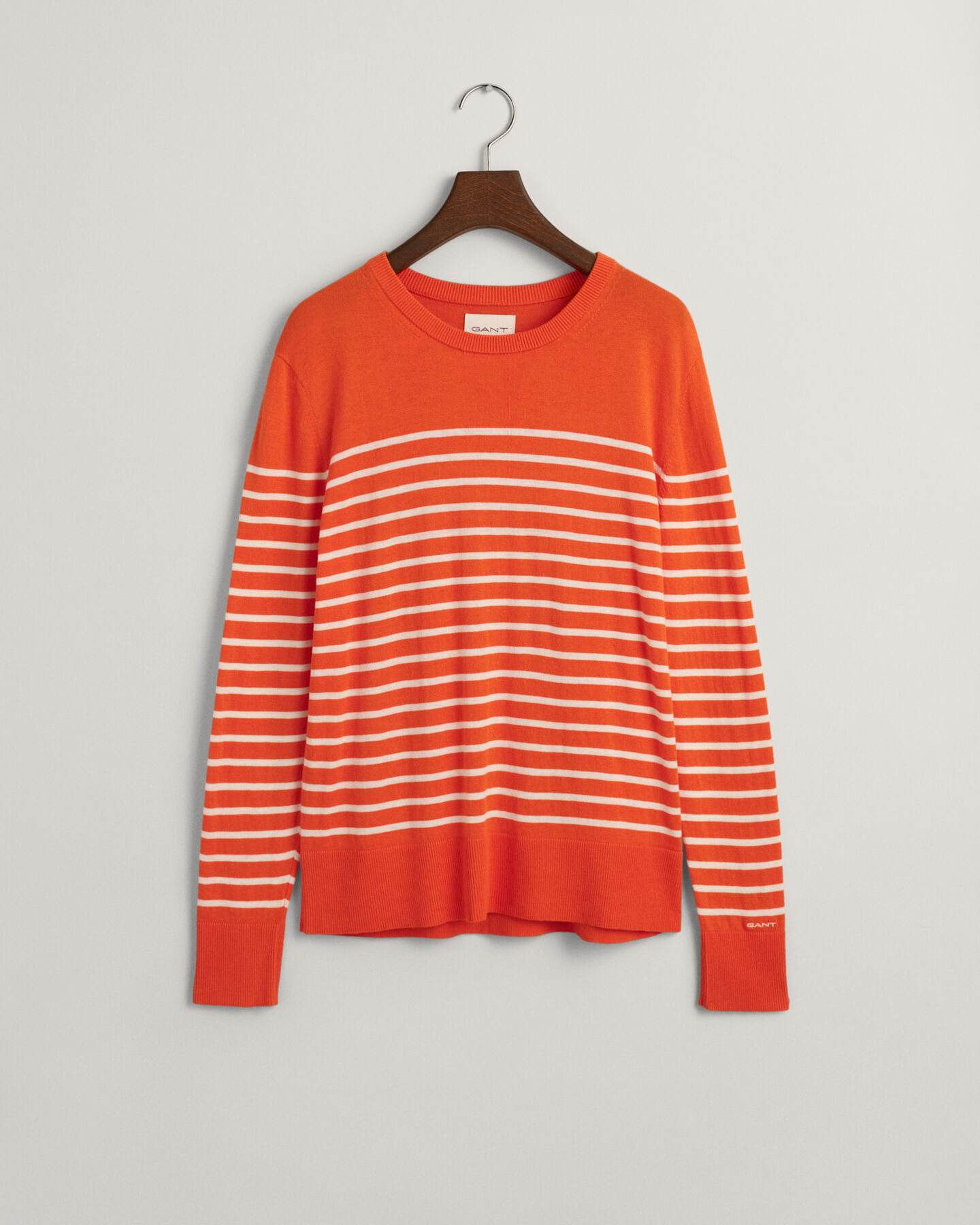 Fine Knit Striped Crew Neck Sweater