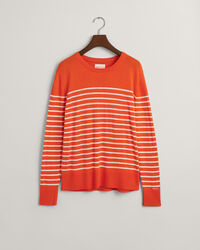 Fine Knit Striped Crew Neck Sweater