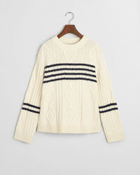 Constrast Striped Cable Knit Sweater