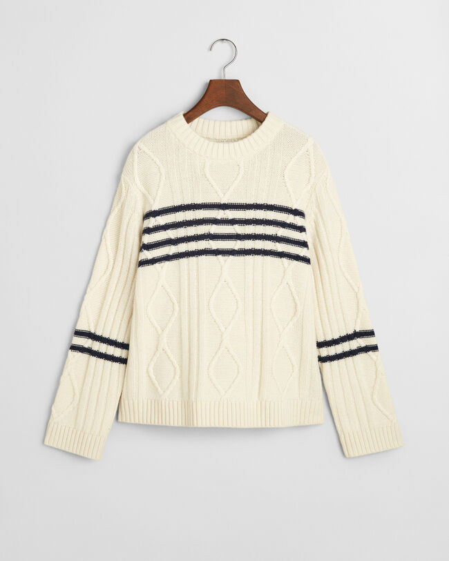 Constrast Striped Cable Knit Sweater