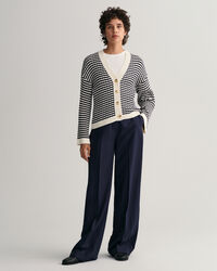 Striped Cotton Rib V-Neck Cardigan