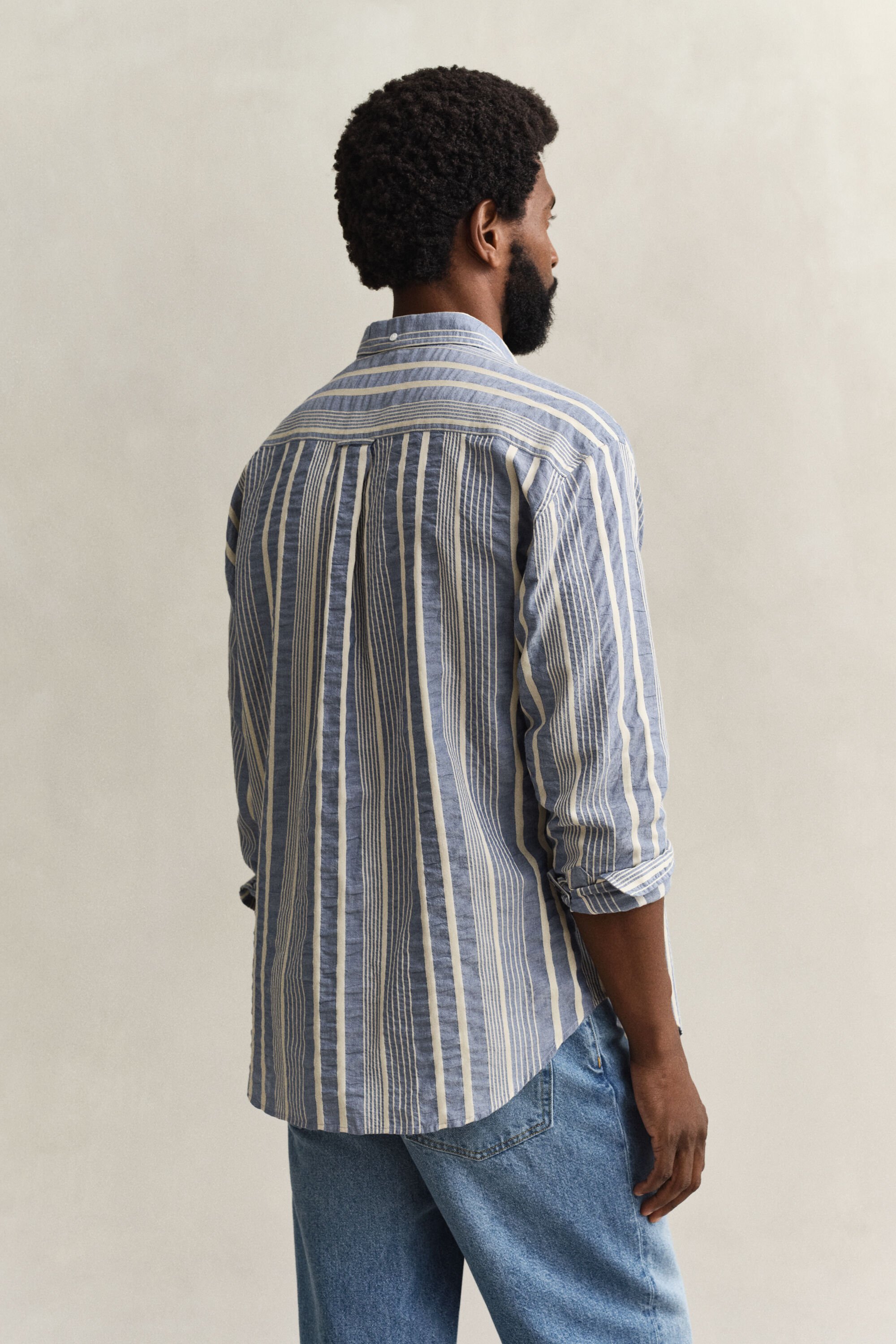 Relaxed Fit Striped Seersucker Shirt